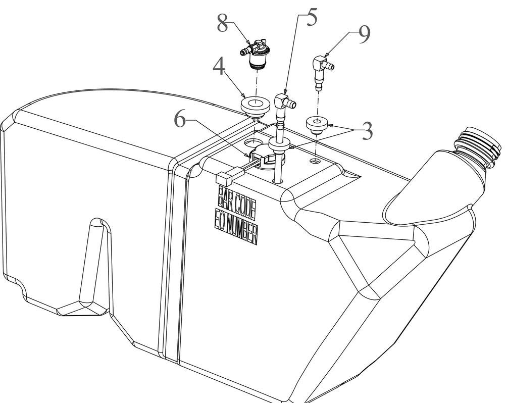Fuel Tank Diagram and Parts List for 747EFI4X4 (37BM486D010)(2019) Cub Cadet Lawn Tractor Accessories